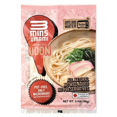 Authentic Udon (Microwavable) : Easy-to-Make, All-Natural Japanese Udon Noodles with Soup, No MSG or Preservatives, Ready in 3 Minutes with Room Temperature or Hot Water, Made in Japan (1 pack)