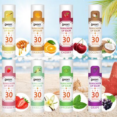 Dmsky 32 Pack Lip Balm BulkSPF 30 Lip Balm with Sunscreen,Hydrating Lip Balm Pack with Vitamin E and Coconut Oil- 8 Flavors, B-32 Count