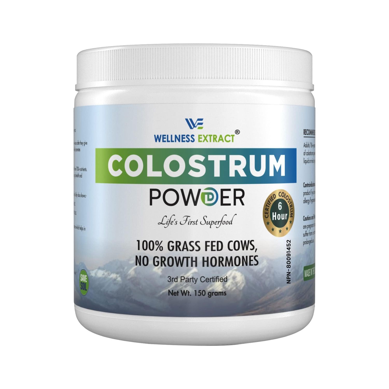 WELLNESS EXTRACT Bovine Colostrum Powder Rich in Protein &amp; Lactoferrin- The True Certified Supplement for Immune Support, Gut Health, Muscle Growth - 150g