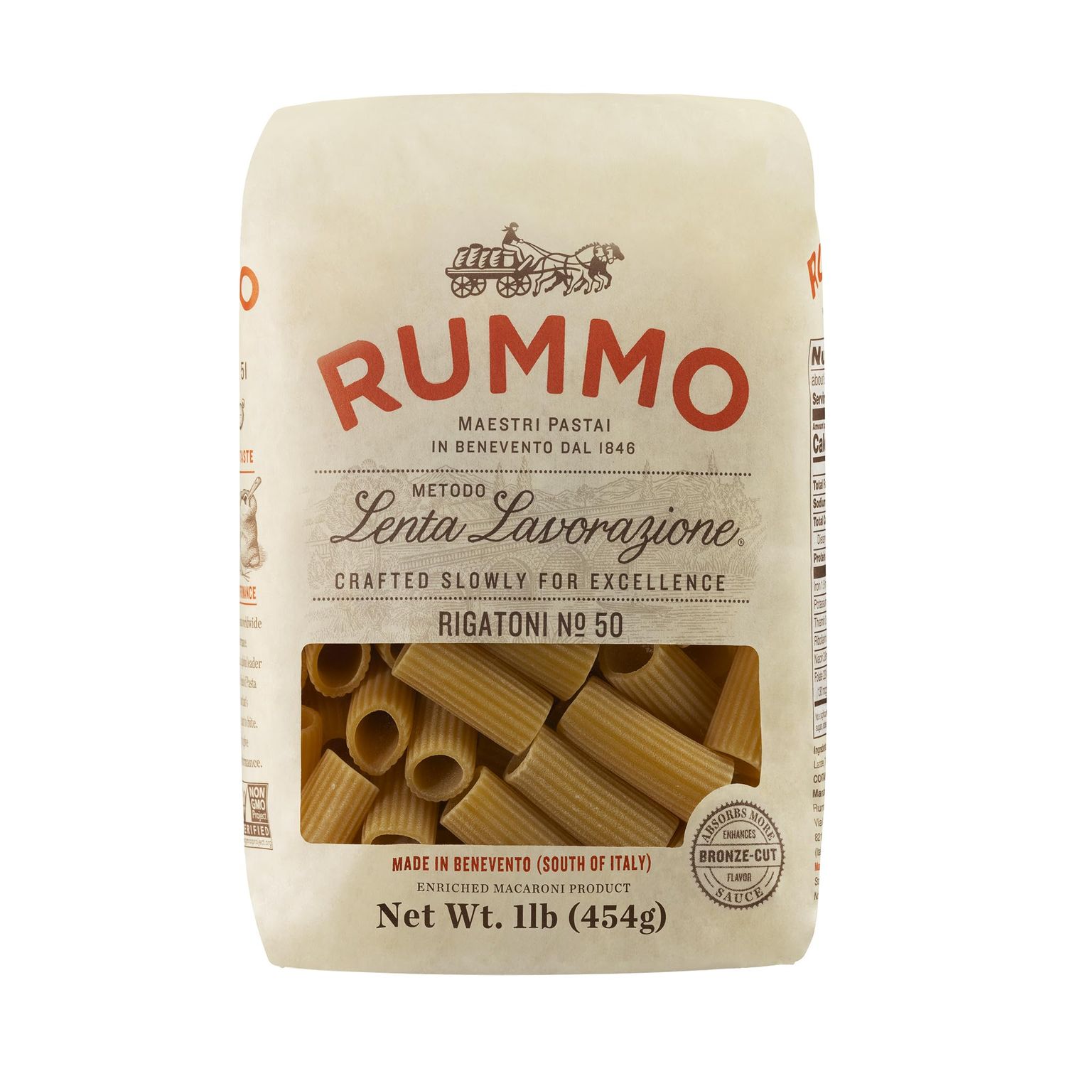 Rummo Rigatoni Pasta N.50 - Rigatoni Pasta Noodles, Italian Tube Pasta, Bronze Cut Pasta, Dry Pasta, Durum Wheat Pasta - 12 Ounce (Pack of 1)