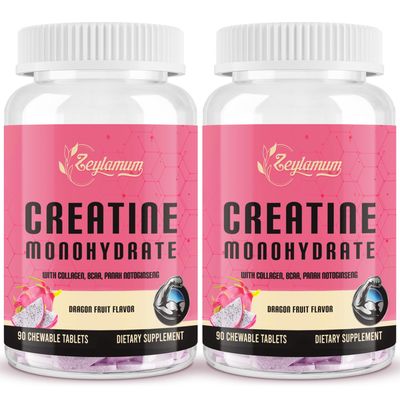 Creatine for Women, with Hydrolyzed Collagen, BCAA(2:1:1) &amp; Panax Notoginseng Extract, Creatine Chews for Women Booty Gain, Lean Muscles, Recovery &amp; Energy, Vegan, Sugar Free Creatine, 60 Servings