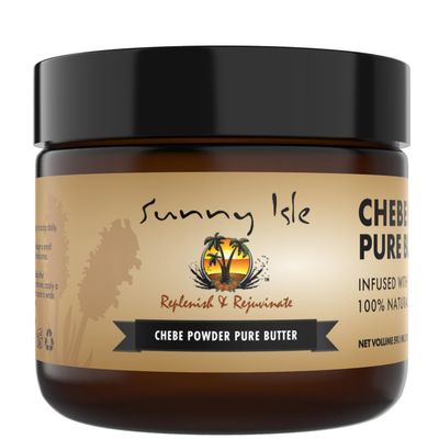 Sunny Isle Jamaican Black Castor Oil Pure Butter with African Chebe Powder 2oz | All-Natural Longer, Stronger Hair &amp; Skin Moisturizer for All Types