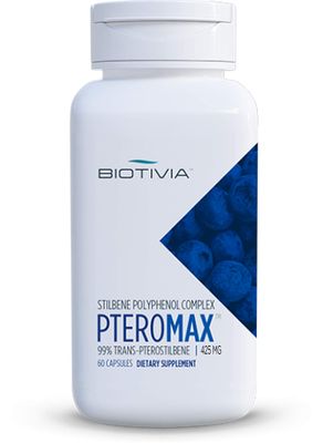 Biotivia | Pteromax | Pterostilbene | Trans-Resveratrol | Polydatin | Pomegranate | Grape Seed | Green Tea | Cognative Health | Vegan Capsules | 60-Count