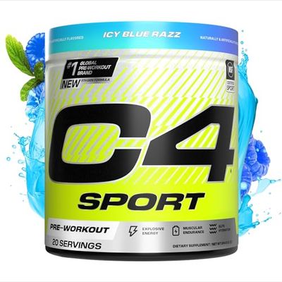 Cellucor C4 Sport Pre Workout Powder - NSF Certified for Sport - Elite Hydration - 200mg Caffeine Creatine Beta-Alanine - Electrolytes and Energy Supplement - ICY Blue Razz, 20 Servings