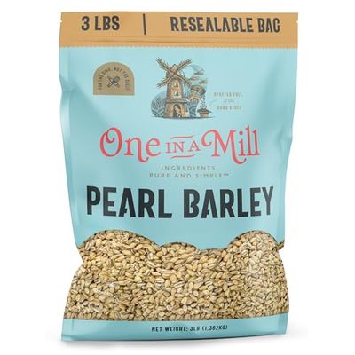 ONE IN A MILL Pearl Barley 3LB Bulk Resealable Bag | For Beef Stew, Soups, Steel Cut Oatmeal, Casseroles &amp; Cooking | Hearty Plant-Based Whole Grain for Cooking | OU Kosher