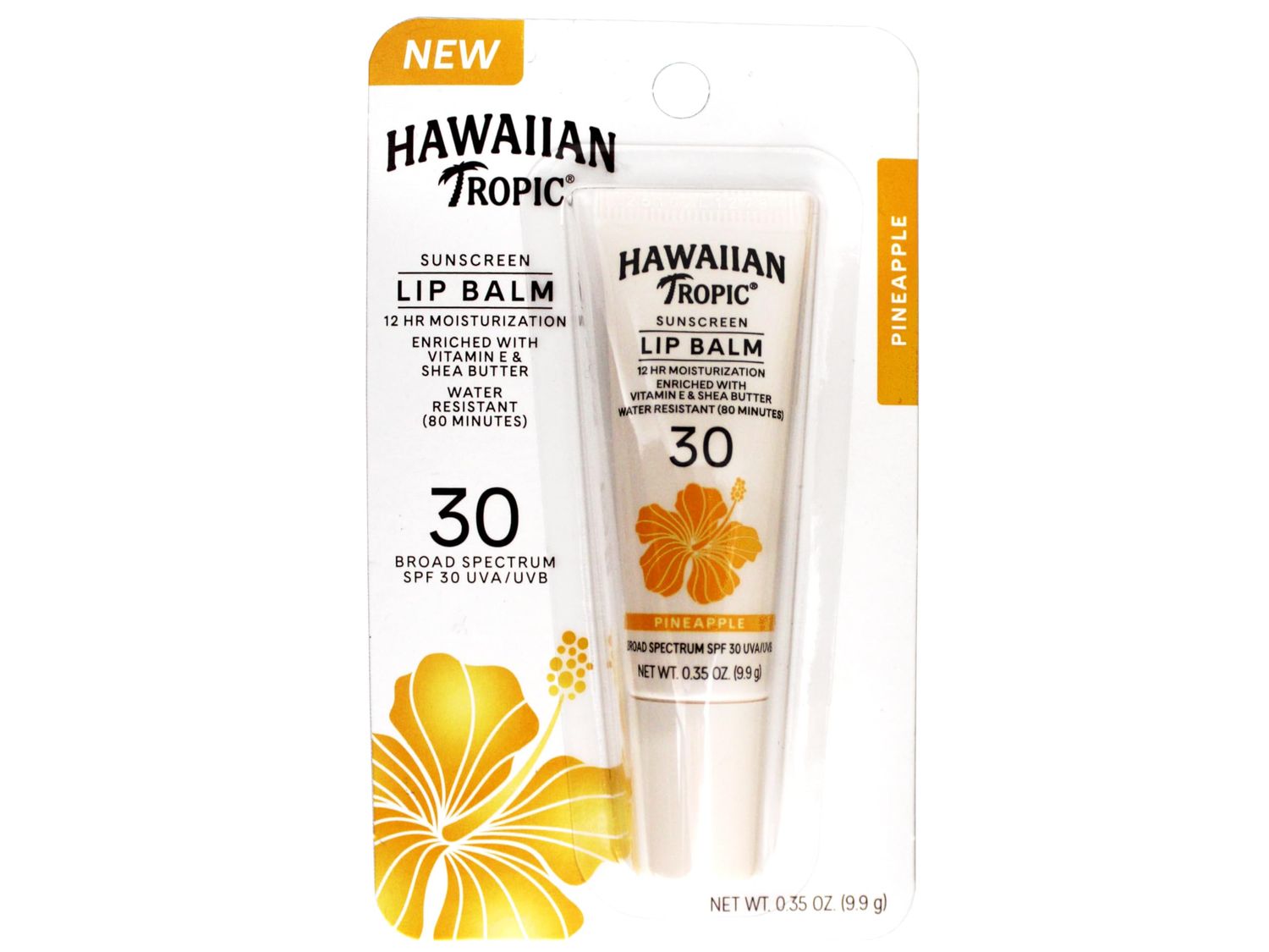 Hawaiian Tropic Lip Sunscreen SPF 30, Pineapple | SPF Lip Balm, Beach Essentials, Travel Size Sunscreen for Lips, 0.3oz