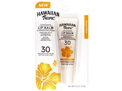 Hawaiian Tropic Lip Sunscreen SPF 30, Pineapple | SPF Lip Balm, Beach Essentials, Travel Size Sunscreen for Lips, 0.3oz