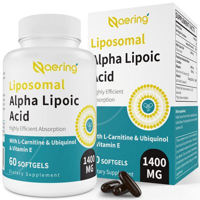 Naering Liposomal Alpha Lipoic Acid 1400mg Softgels, ALA Supplement with L-Carnitine 1000mg, Ubiquinol (Active CoQ10) 100mg and Vitamin E 10mg,Alpha-Lipoic Acid for Antioxidants, Energy 60 Softgels