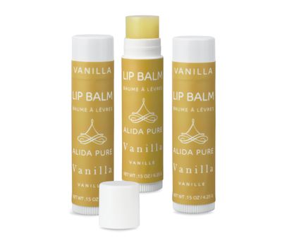 ALIDA PURE Vanilla Lip Balm Collection, Vegan Set, Beeswax Free, with Avocado And, Organic Jojoba Oil, and Vitamin E, Natural Moisturizer for Dry, Chapped Lips, 3 Tube Set