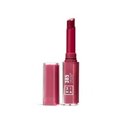 3INA The Color Lip Glow - Highly Pigmented Lipstick for Women with Shea Butter - Lip Gloss and Lip Balm Effect - 385 Wild Berry Pink - 0.05 oz