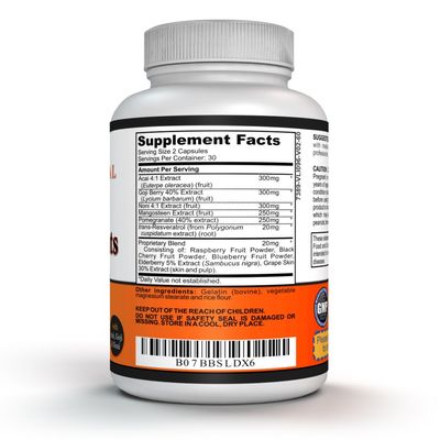 Sigmaceutical Super Antioxidant Supplement - Goji Berry Capsules, Acai Berry Capsules, Mangosteen Capsules, Resveratrol, Pomegranate & Noni Capsules - 60 Capsules