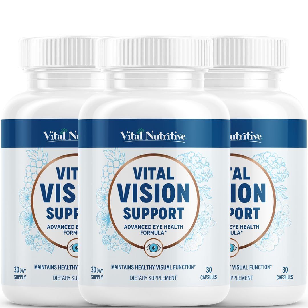 Vital Vision Support - Eye Health Supplement with Vitamin A, Lutein, Beta Carotene &amp; Antioxidants - Eye Vitamins Support Hydration &amp; Oxidative Stress -90 Days Serving
