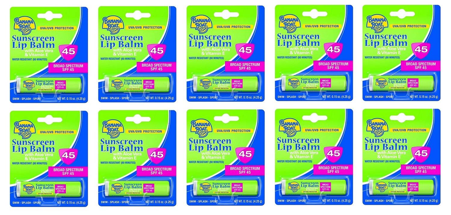Banana Boat Spf45 Lip Balm Sunscreen 0.15 Ounce (10 Pieces)