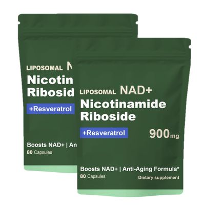 Quackiki NAD Resveratrol Supplement with NAD Nicotinamide Riboside Resveratrol 900 MG, Boost NAD for Cellular Health, Anti-Aging, Energy, Focus - 80 Capsules(2Pcs)