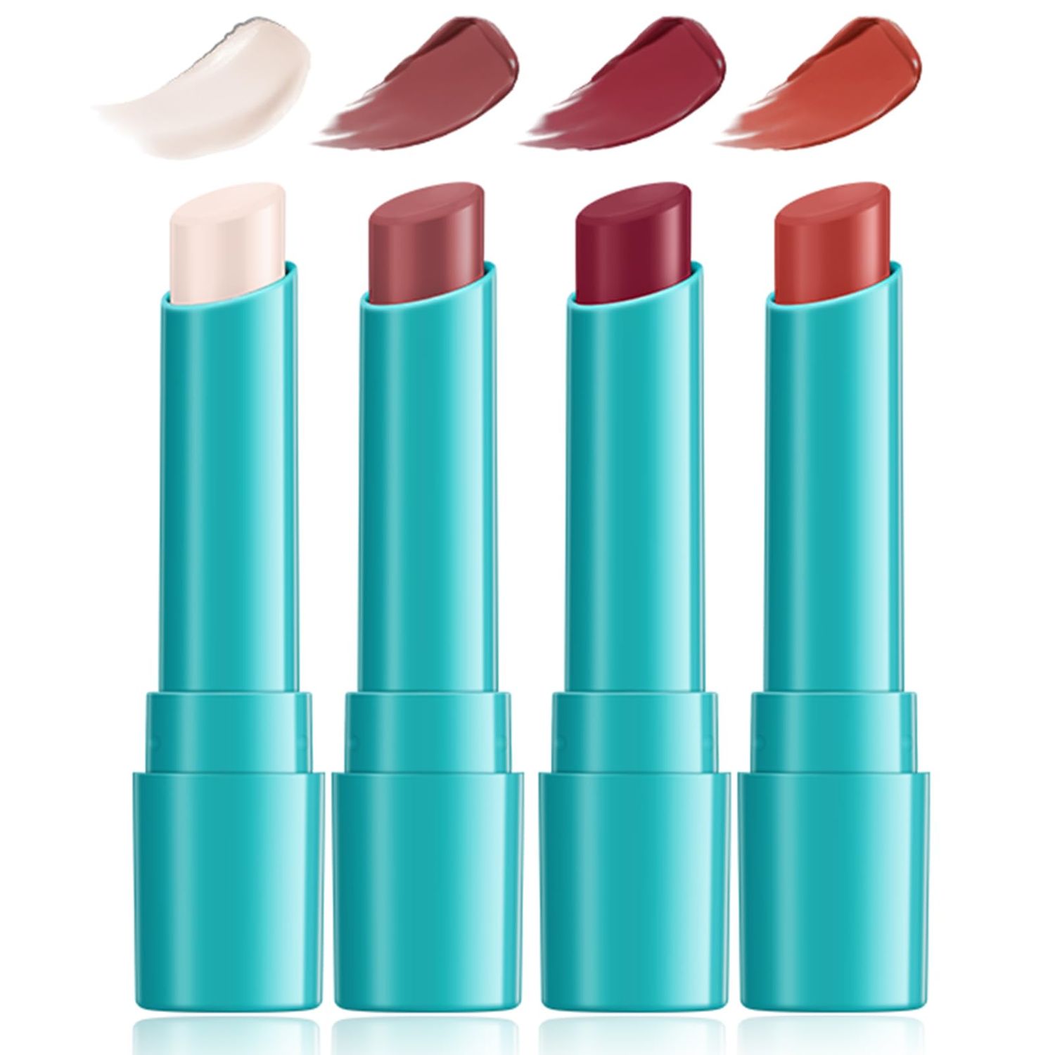 Loobexery 4 Pcs Lip Tint Hydrating, Moisturizing Tinted Lip Balm, Long-Lasting Waterproof Lip Gloss Lipstick Set, Natural Lip Moisturizer with Vitamin E, Non-Stick Cup Lip Tint Stain