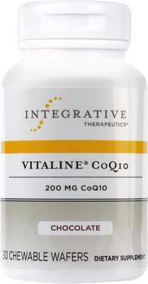 Integrative Therapeutics - Vitaline CoQ10 (200mg) - Supports Heart &amp; Brain Health - Chocolate Flavored - 30 Chewable Wafers