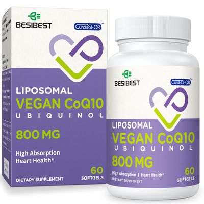 Liposomal Ubiquinol CoQ10 800 MG Softgel, High Absorption CoQ10 Ubiquinol Supplement, Active Coenzyme Q10 800mg, Powerful Antioxidant for Heart &amp; Brain Function, Energy Production, 60 Vegan Softgels