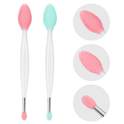 Unaone Lip Scrub Brush - 2 PCS Dual-ended Lip Scrubber Exfoliator and Silicone Lip Brush, 2-in-1 Silicone Lip Scrub Tool Lip Mask Applicator, Gentle Exfoliator &amp; Applicator for Soft