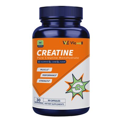 Vicwell Creatine Monohydrate Capsules - Muscle Building, Strength Training, NSF Certified for Sport - Vegan, Non GMO - Unflavored, Gluten Free, Keto Friendly - 90 Count (Pack of 1)