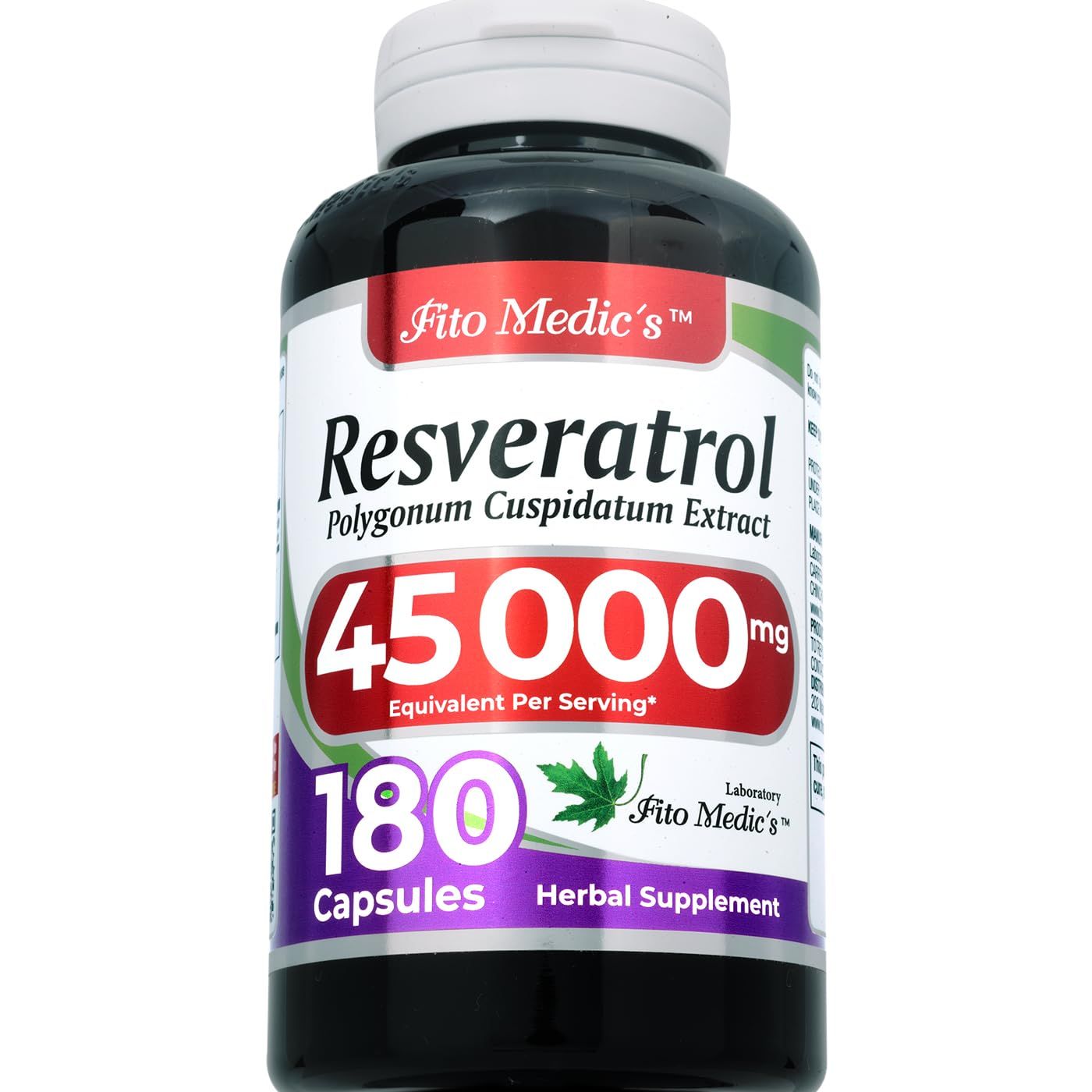 FITO MEDIC&#39;S Lab | Resveratrol | Resveratrol Supplements | Resveratrol Capsules 450 mg 100:1 per 3-Capsule Serving | 180 Caps