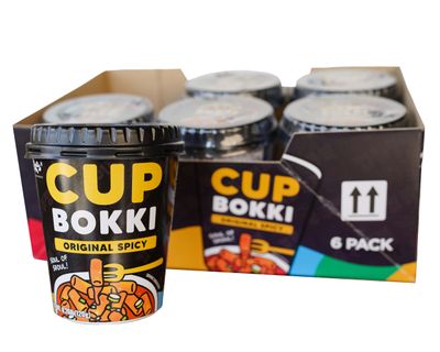 CupBokki Korean Tteokbokki Rice Cakes, Spicy Flavor, 6 Pack - Authentic Spicy Korean Rice Cake Jjajang from the Korean Bros ()