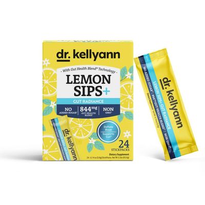 Dr. Kellyann Lemon Sips Gut Radiance - Citrus Drink Mix for Gut Health, Detox, Hydration &amp; Skin Firming, Sugar-Free, 1 Pack