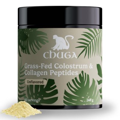 Chuga Grass Fed Colostrum &amp; Collagen Peptides 60 Servings | Enhances Hair &amp; Nails | Glowing Skin | Gut Wall Strengthening