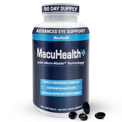 Macuhealth Plus Eye Vitamins Supplement for Adults - 90 Day Supply with Lutein, Zeaxanthin, and Meso-Zeaxanthin - Unflavored, Vitamin for Eyes