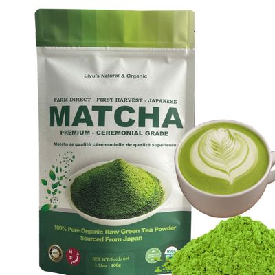 Japanese Premium Organic Ceremonial Grade Matcha (100g-3.5oz) Green Tea Powder Pure Raw Authentic Hand Picked-First Harvest Matcha USDA Certified Non-GMD, Gluten-Free.