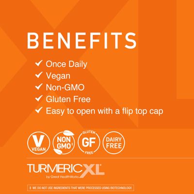 OmegaXL TurmericXL Natural Joint Support Supplement 250mg Turmeric Extract Delivers 45x More Curcumin - High Absorption, Gluten-Free - 30 Veggie Capsules