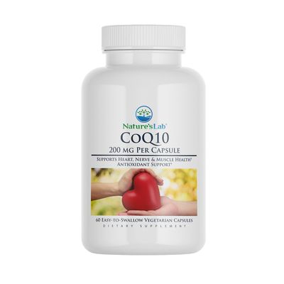 Nature&#39;s Lab CoQ10 200mg Nutritional Supplement - Supports Heart, Nerve &amp; Muscle Health - 60 Count (2 Month Supply)