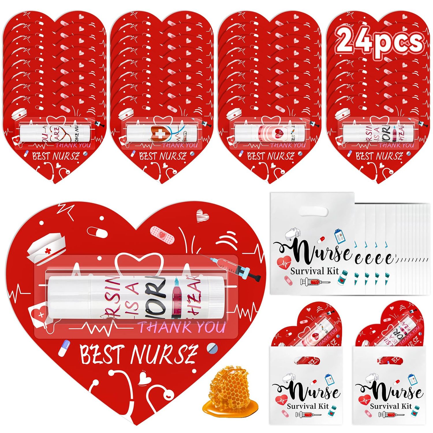 LUYI Nurses Week Gifts Bulk 2025, Nurse Lip Balms with Nursing Bags Party Favors Nurse Appreciation Gifts Patient Access Week Gifts Thank You Inspirational Gifts for Midwife Nurse Day (Pack of 24)