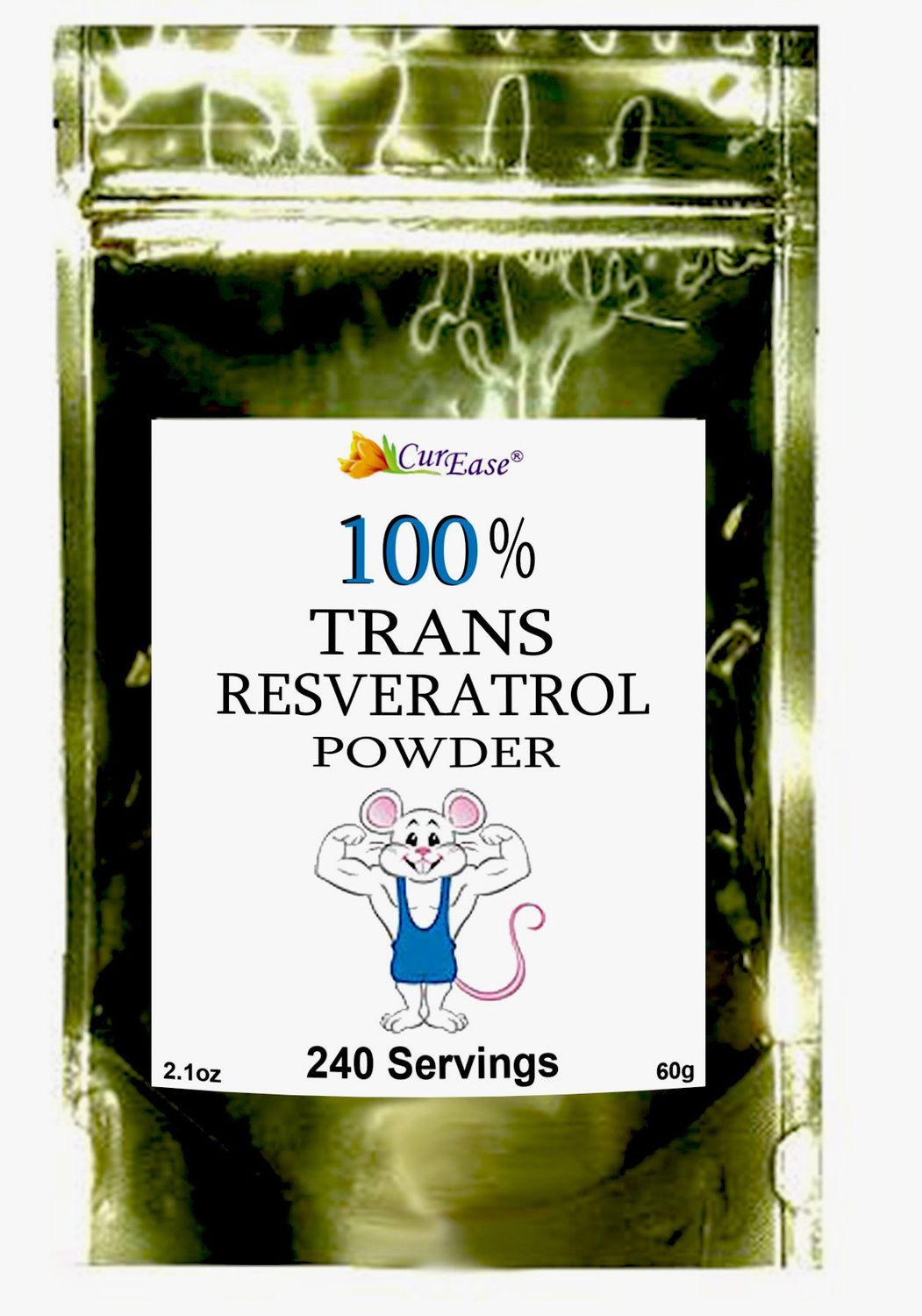 100 Pure Trans Resveratrol Powder 240 Servings 2.1 oz (60 Grams) 250mg Per Servings