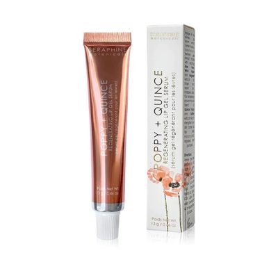 Seraphine Botanicals Poppy Quince Regenerating Lip Gel Serum Repair Dry, Chapped Lips Instant Hydration Restorative Lip Mask, Repairs, Moisturizes, Plumps Lips Aloe Vera, Witch Hazel Extracts 13g