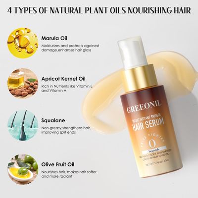 GREEONIL Hair Serum for Frizz Control, Hydration and Nutrition Hair Care Essence with Burr Hard Walnut Seed Oil, Squalane, Vitamin E, Olive and Almond Oil, Leave-In Curly Hair Products, 1.76 Fl Oz