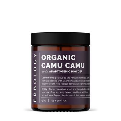Erbology Organic Camu Camu Powder 3.2 oz - 45 Servings - Skin Health and Immunity Support - Rich in Vitamin C - Sustainably Sourced Straight from Farm in Peru - Small Batch - Vegan - GMO-free