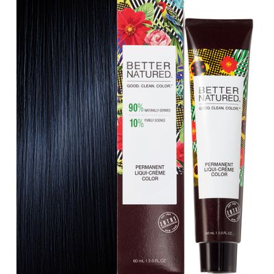 Better Natured Permanent 1B Blue Black Hair Color Dye - Naturally-derived, Vegan &amp; 100 Gray Coverage that Lasts up to 8 Weeks