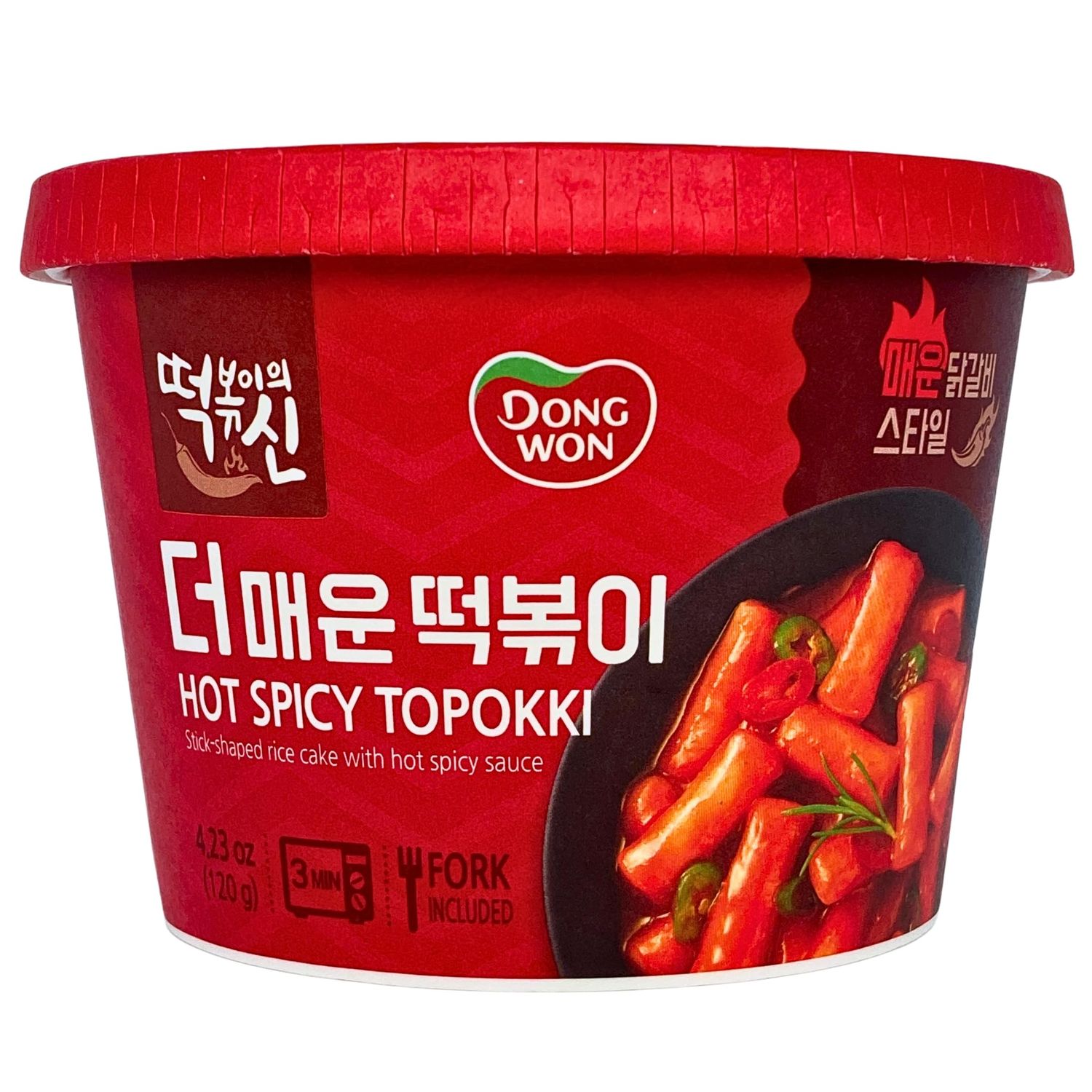 Korean Dongwon Instant Hot Spicy Rice Cake Cup Topokki 2 Pack (Hot Spicy)