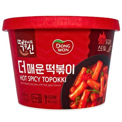 Korean Dongwon Instant Hot Spicy Rice Cake Cup Topokki 2 Pack (Hot Spicy)
