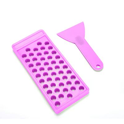 Kiyza Lipstick Tube Tray and Spatula Set, 50 Cavity Molds for DIY Lipstick Making, Pink Lip Gloss Making Kit