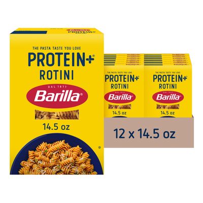 BARILLA Protein (Plus) Rotini Pasta, 14.5 Ounce (Pack of 12) - plant based pasta - Made from Lentils, Chickpeas &amp; Peas - Non-GMO, Kosher Certified and Vegan