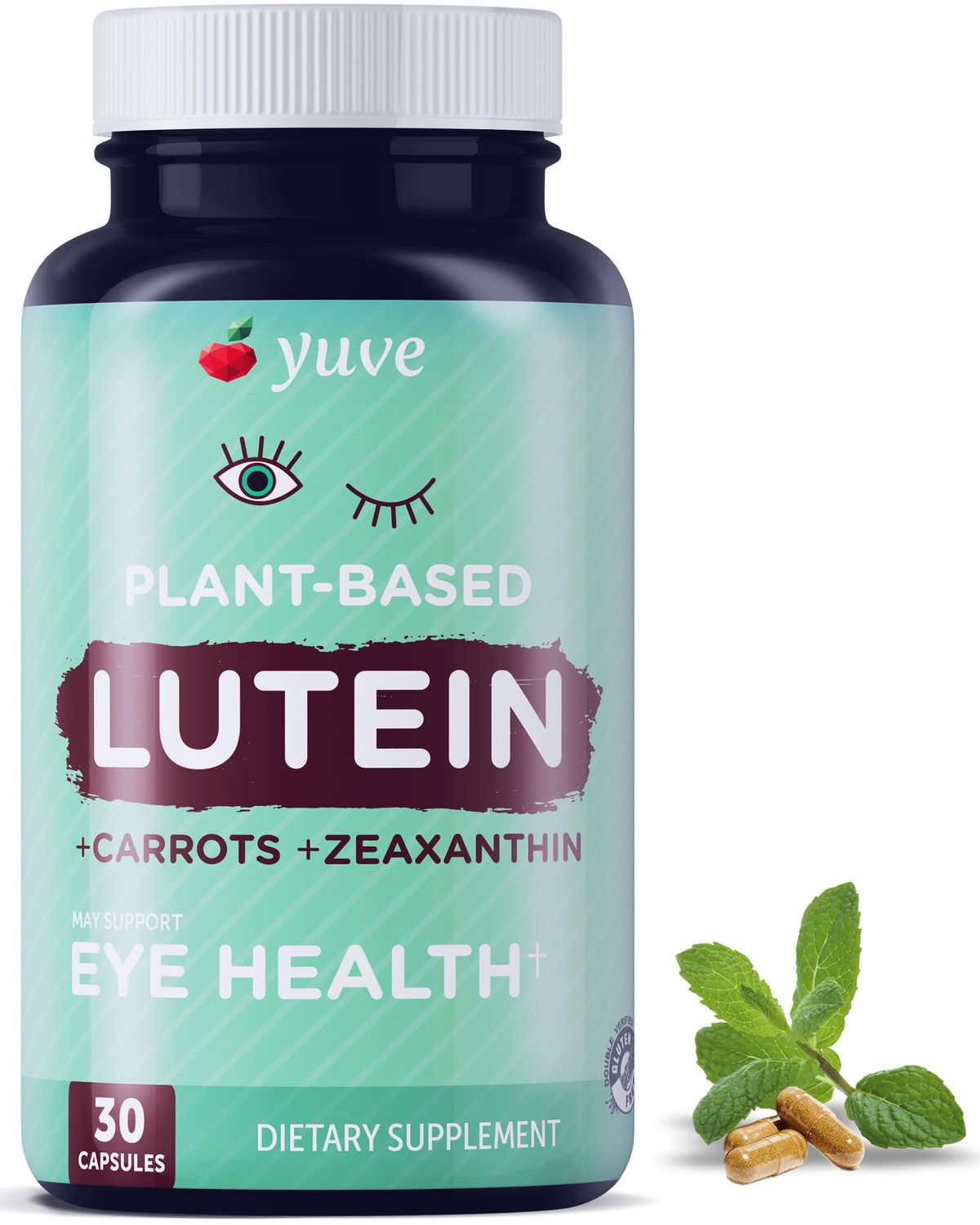 Yuve 20mg Lutein &amp; Zeaxanthin Eye Health Supplement with Clinically Studied Lutemax 2020 Carotenoid Complex - Supports Dry Eyes, Fatigue &amp; Vision Clarity - 30 Vegan Capsules