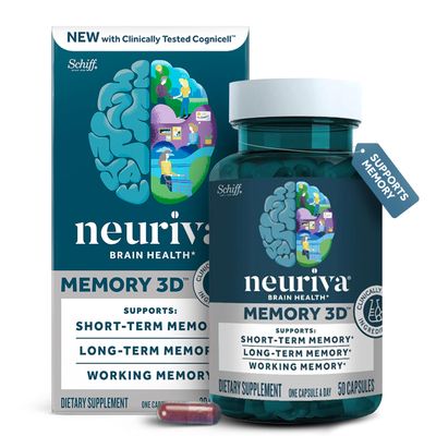 NEURIVA Memory 3D Brain Supplement - Decaffeinated Nootropic Capsules for Memory, Focus, &amp; Cognitive Function - Short Term, Long Term, &amp; Working Memory Support - 50ct