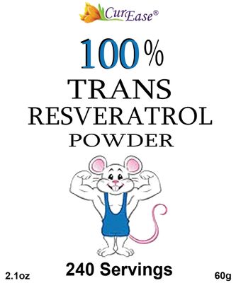 100 Pure Trans Resveratrol Powder 240 Servings 2.1 oz (60 Grams) 250mg Per Servings