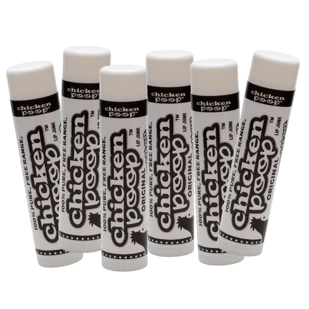 .15 oz. Chicken Poop ORIGINAL FLAVOR Lip Junk for Dry, Chapped Lips, LIP BALM PACK OF 6