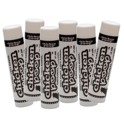 .15 oz. Chicken Poop ORIGINAL FLAVOR Lip Junk for Dry, Chapped Lips, LIP BALM PACK OF 6