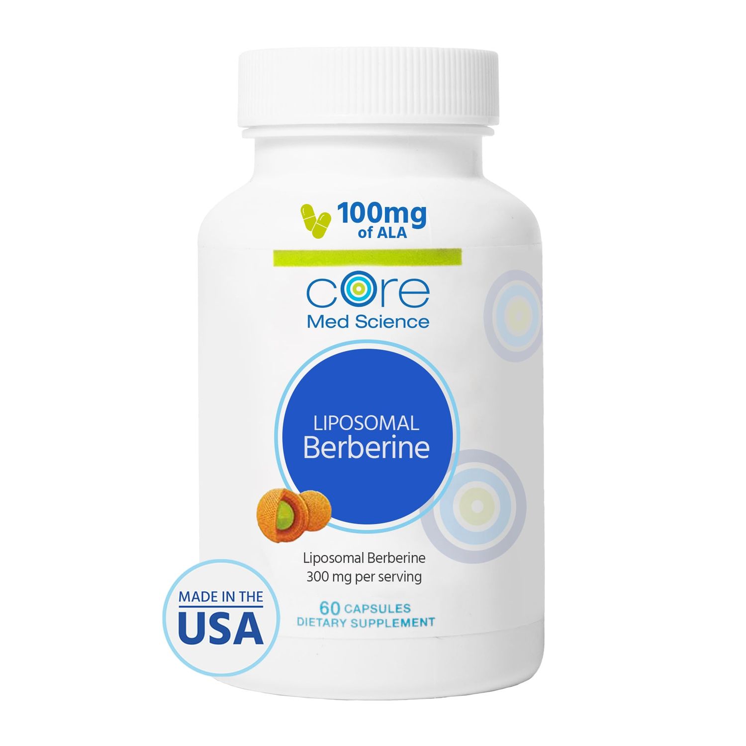 Core Med Science Liposomal Berberine Supplement, 300mg (60 Count) - Berberine HCL Extract Capsules Support Liver &amp; Heart Health - Non-GMO, Gluten-Free, Wheat-Free, &amp; Dairy-Free Vegetarian Capsules