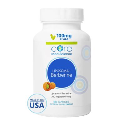 Core Med Science Liposomal Berberine Supplement, 300mg (60 Count) - Berberine HCL Extract Capsules Support Liver &amp; Heart Health - Non-GMO, Gluten-Free, Wheat-Free, &amp; Dairy-Free Vegetarian Capsules