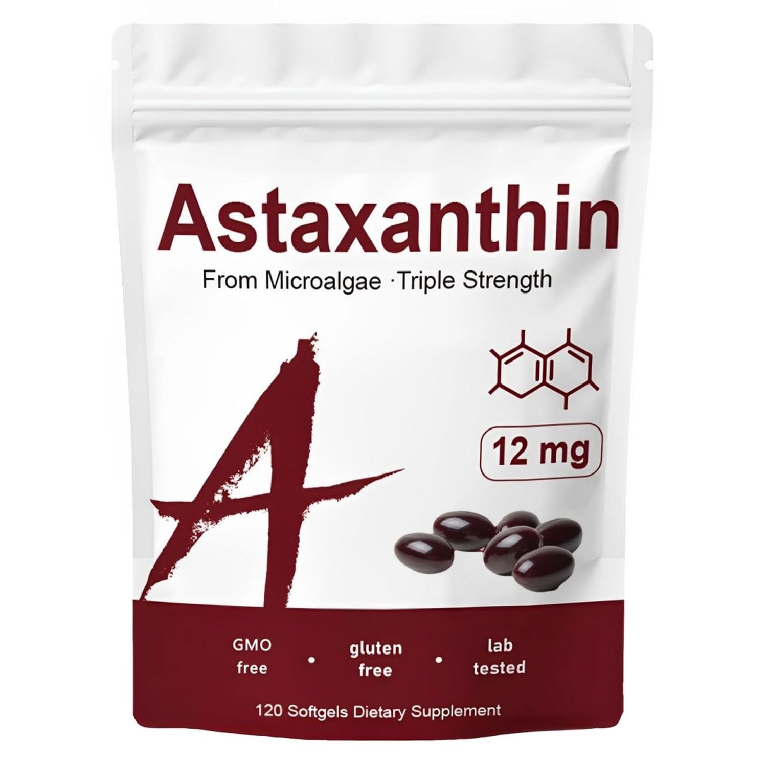 Rulinal Astaxanthin 12mg, Premium Astaxanthin Antioxidant Supplements, Supports Immune, Skin, Eye &amp; Joint Health-Non-GMO, Gluten-Free, 4 Month Supply, 120 Servings