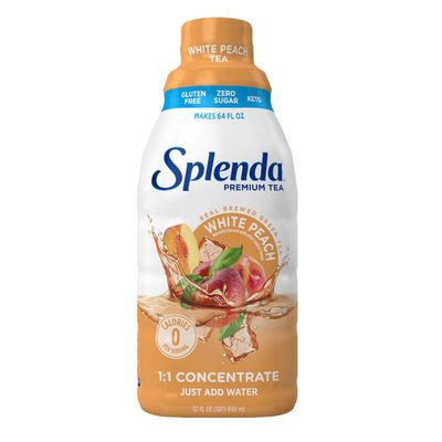SPLENDA Premium White Peach Tea 1:1 Concentrate, Zero Sugar, Gluten Free, Real Brewed Tea, 32 Fl Oz